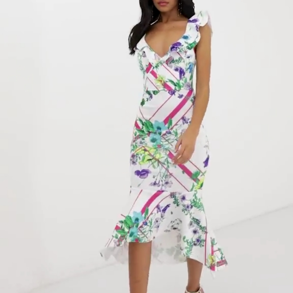 EXCLUSIVE DESIGN FLORAL MIDI DRESS NWT